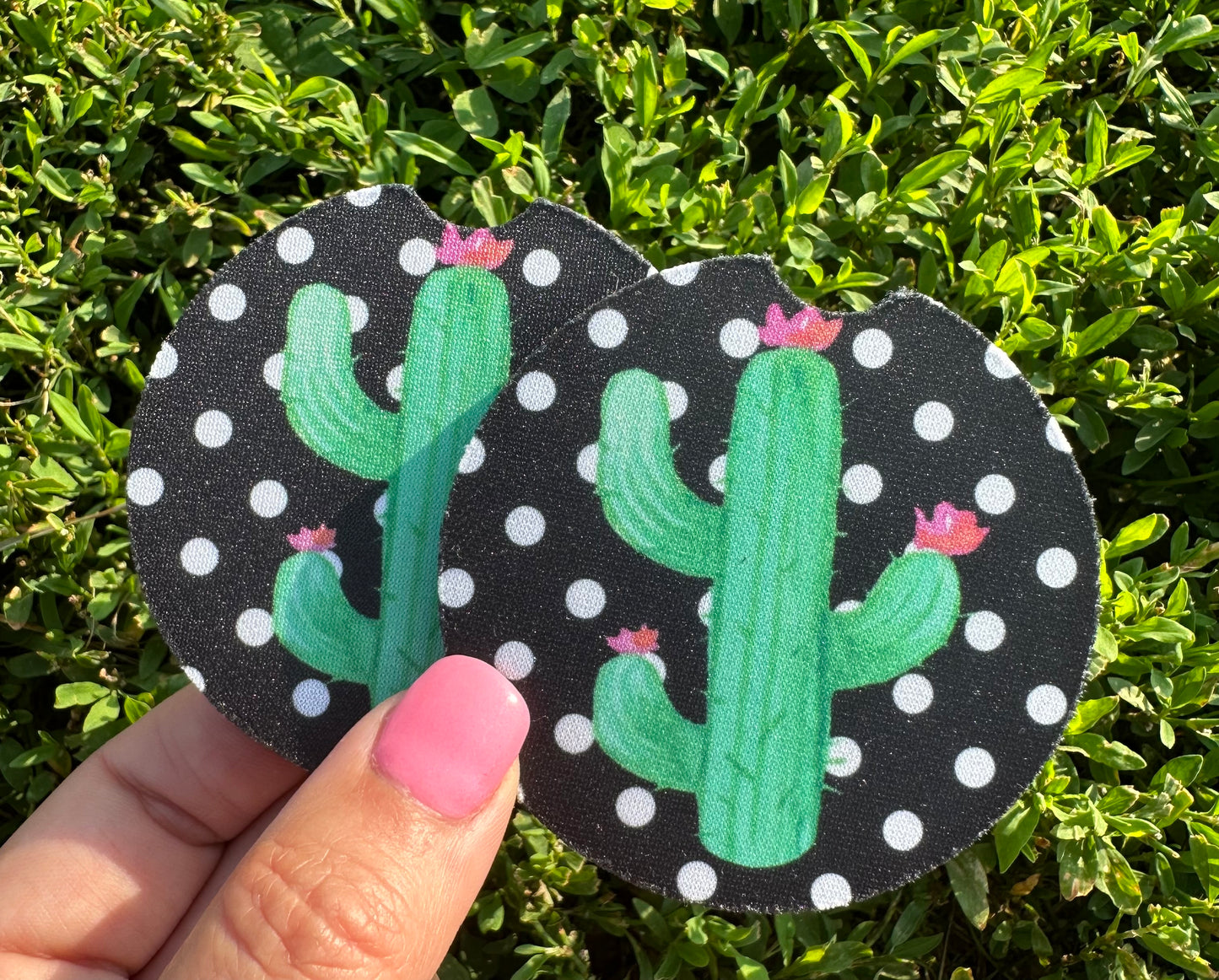 Polka Dot Cactus Car Coasters