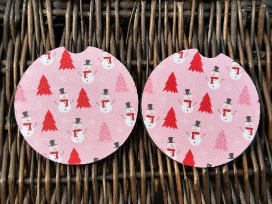 Pink Winter Car Coasters