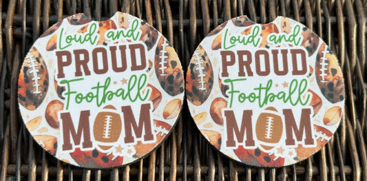 Loud & Proud Football Mom Car Coasters