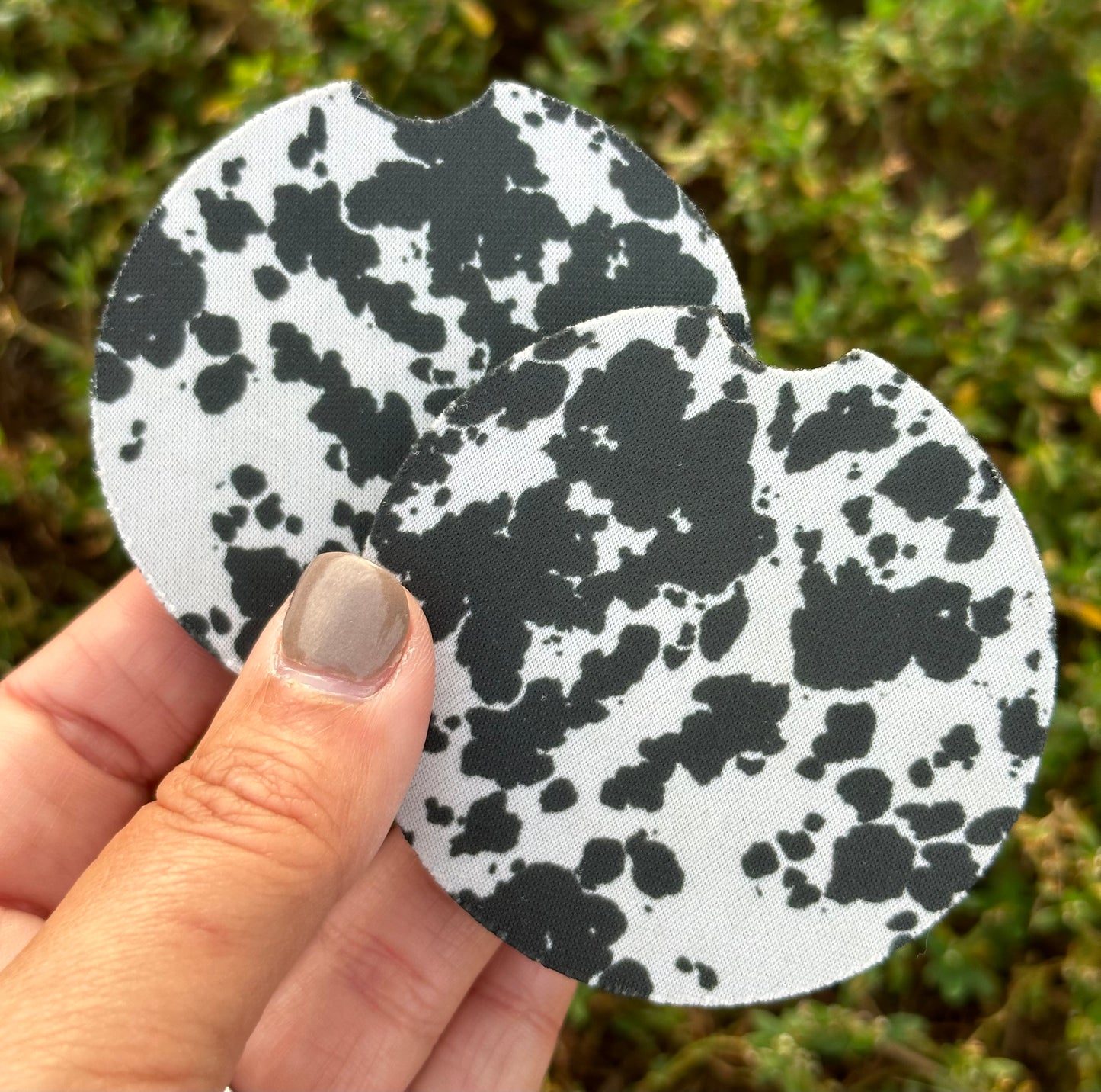 Cow Print Car Coasters