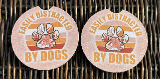 Easily Distracted By Dogs Car Coasters
