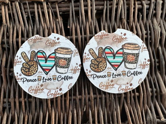 Peace Love Coffee Car Coasters