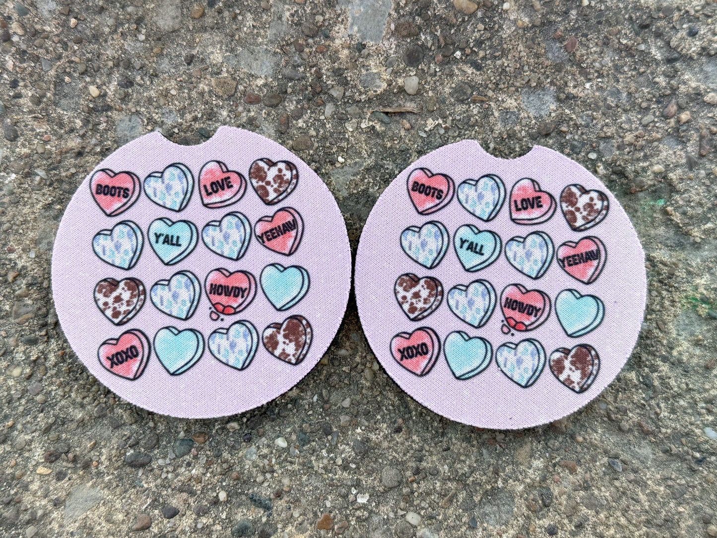 Western Hearts Car Coasters