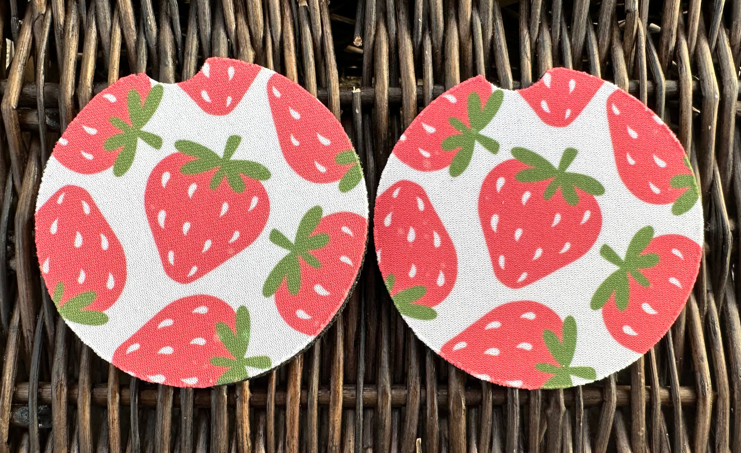 Strawberries Car Coasters