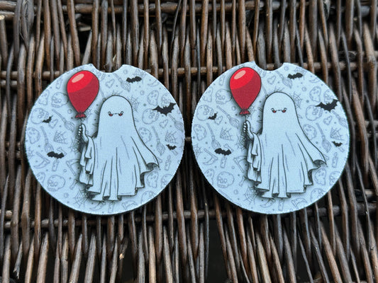 Ghost with Balloon Car Coasters