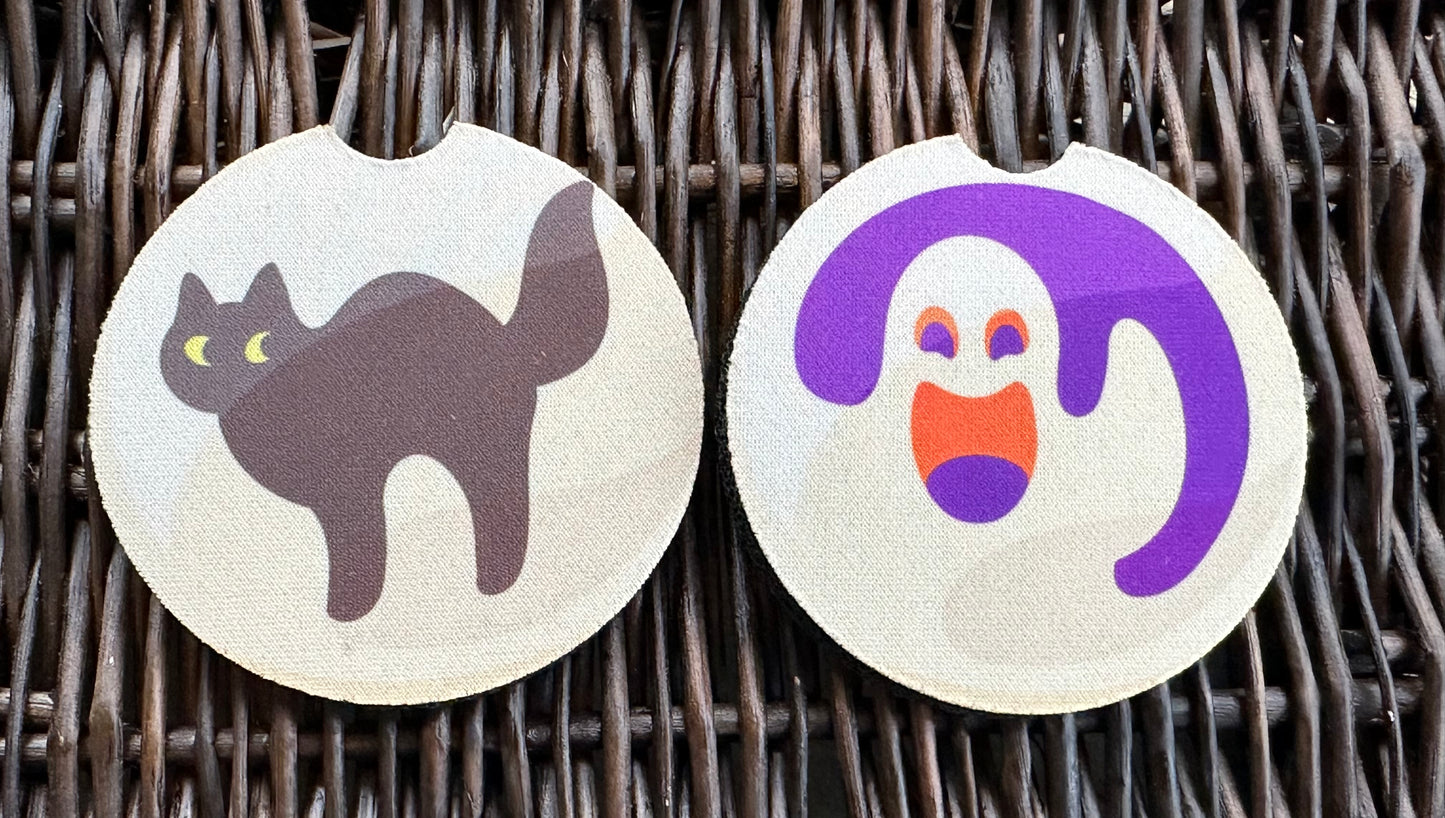 Cat & Ghost Sugar Cookie Car Coasters