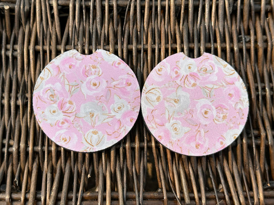 Pink Floral Car Coasters