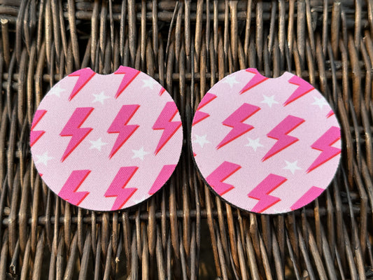 Pink Lightning Car Coasters