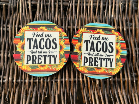 Feed Me Tacos Car Coasters