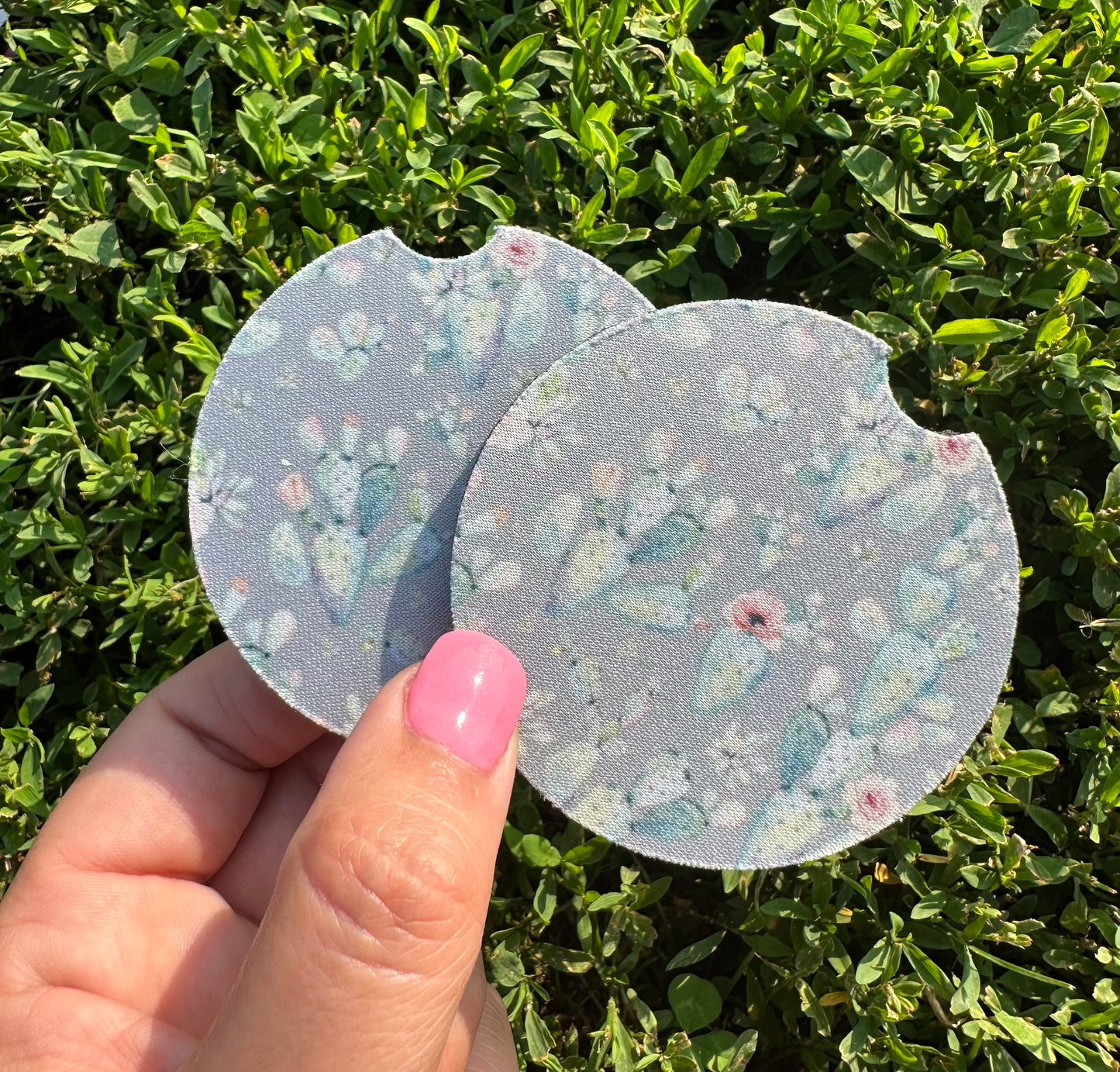 Grey Succulent Car Coasters