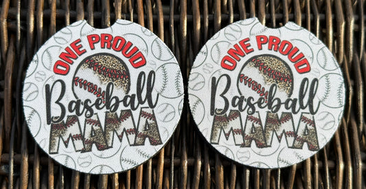 One Proud Baseball Mama Car Coasters