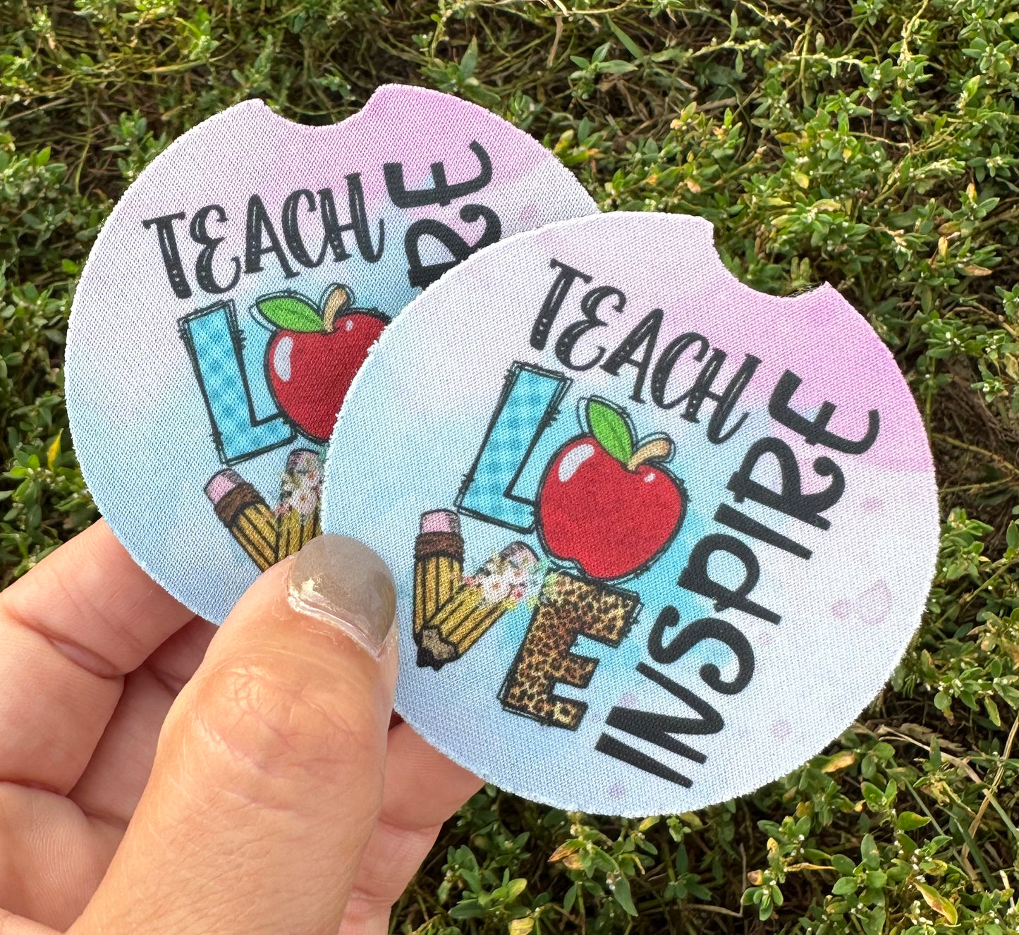Teach Love Inspire Car Coasters