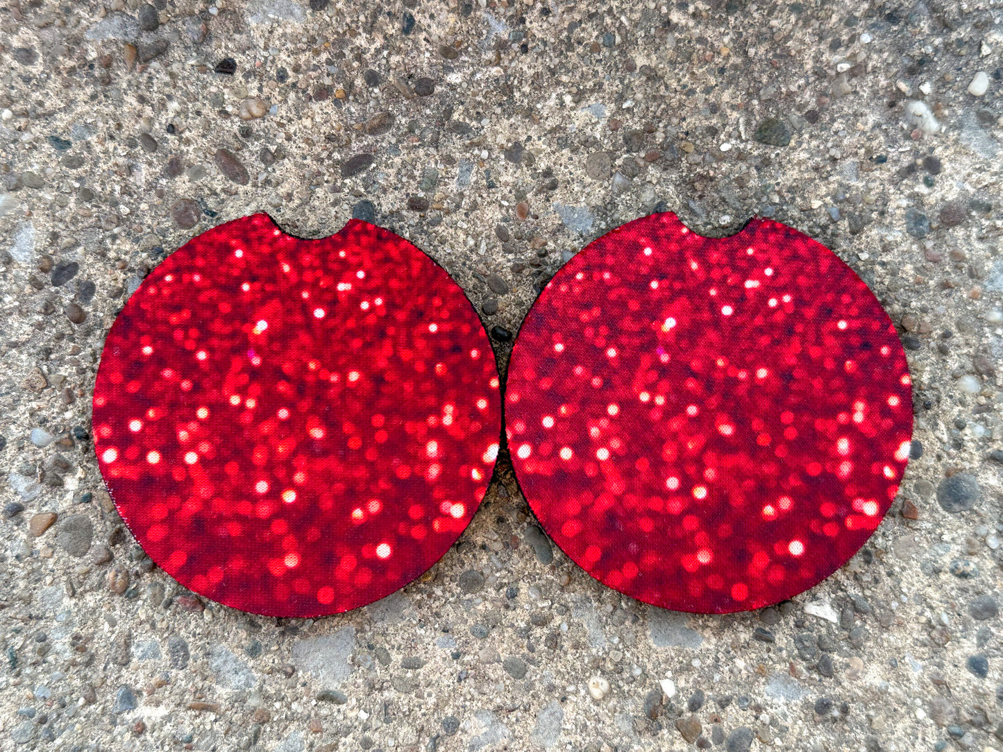 Red Glitter Car Coasters