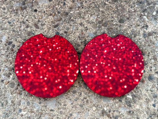 Red Glitter Car Coasters