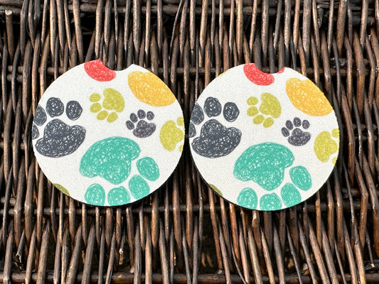 Paw Print Car Coasters