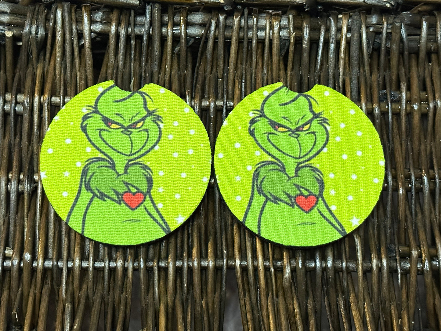 Green Guy Heart Car Coasters