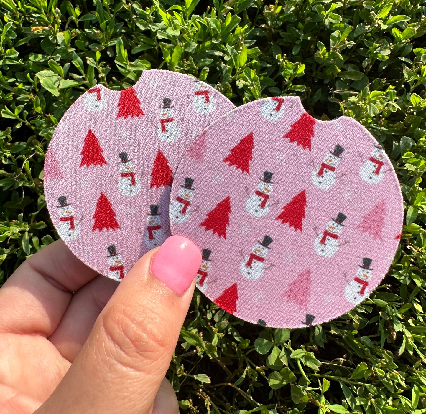 Pink Winter Car Coasters