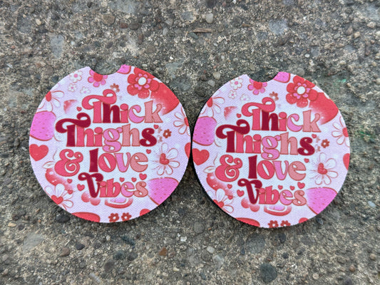 Thick Thighs & Valentine Vibes Car Coasters
