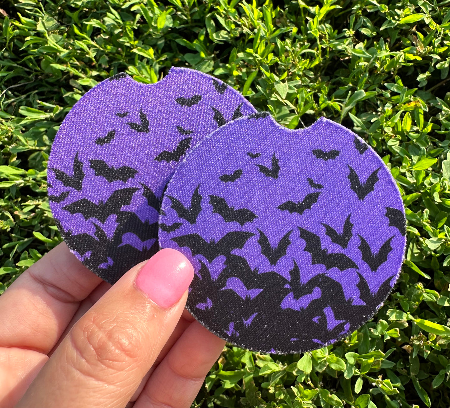 Purple & Black Bats Car Coasters