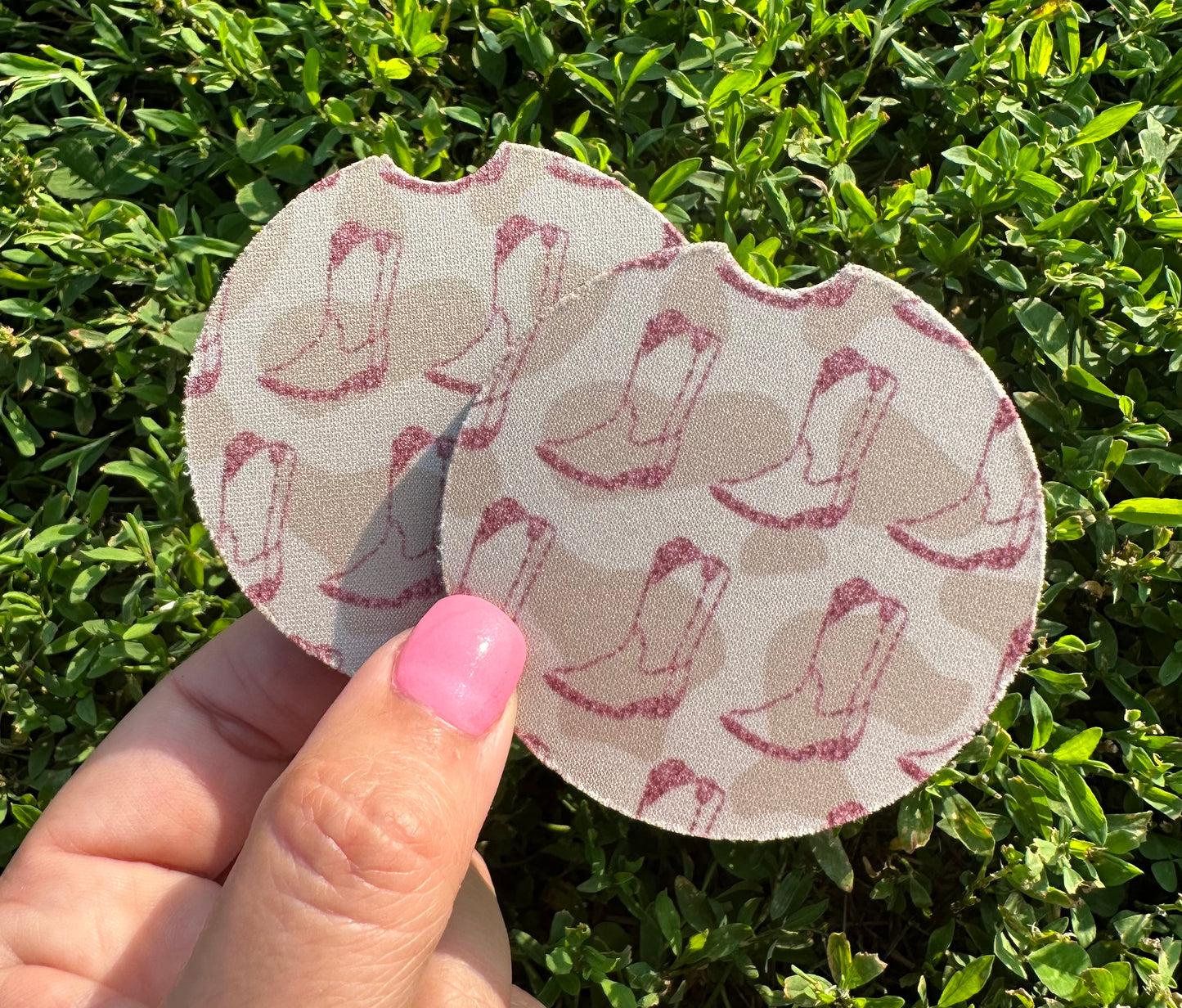 Pink Glitter Boots Car Coasters