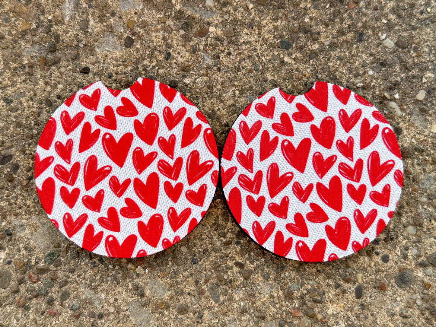 Red Hearts Car Coasters