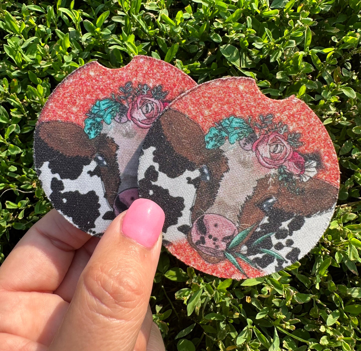 Glitter Cow Car Coasters