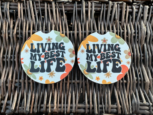 Living My Best Life Car Coasters