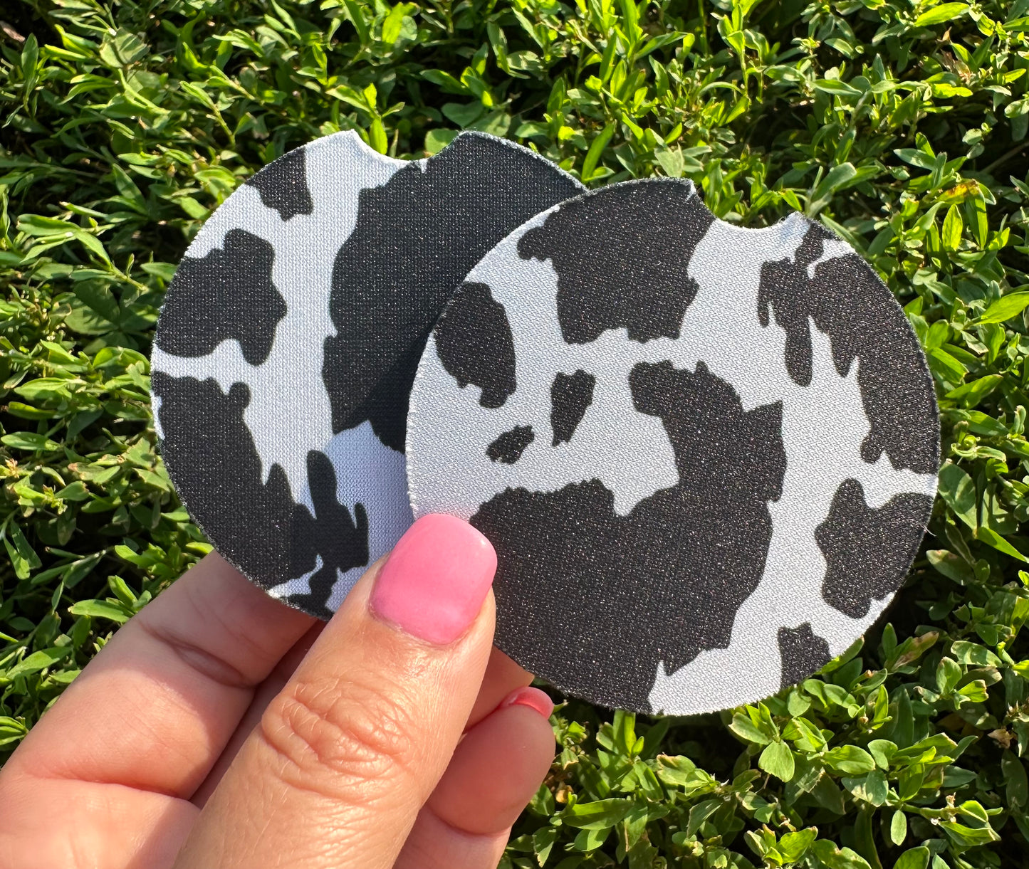 Cow Print Car Coasters