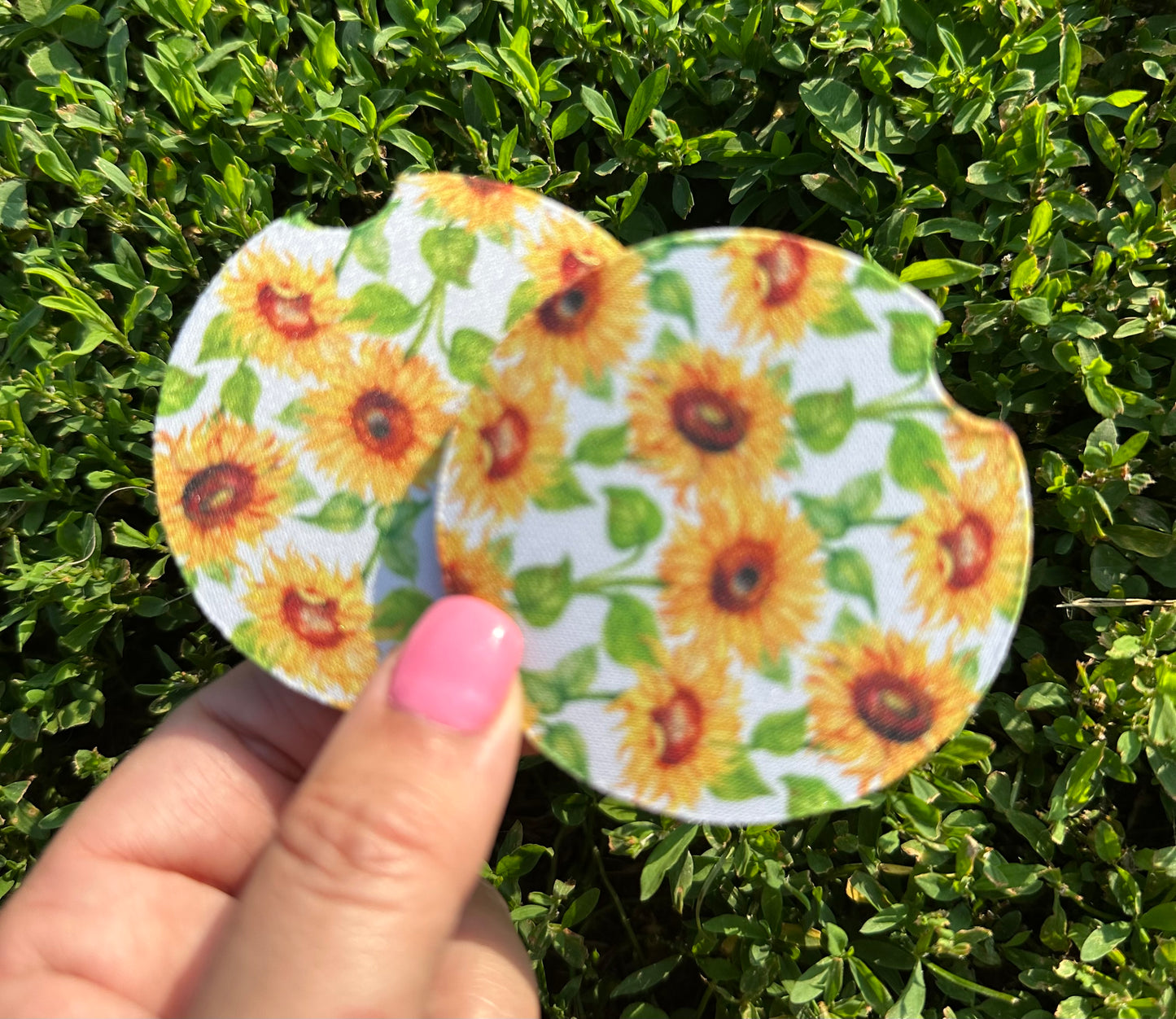 White Sunflower Car Coasters