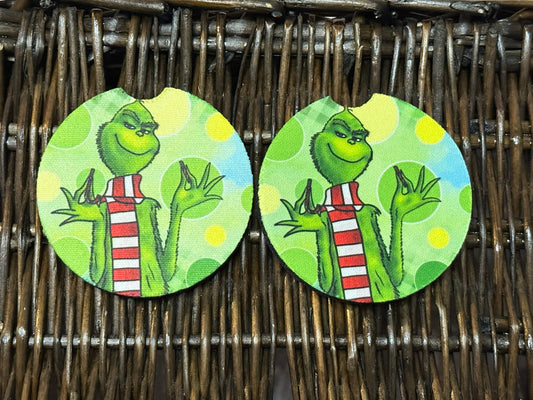 Green Guy With Scarf Car Coasters