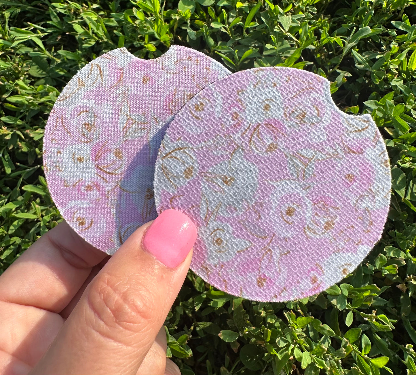 Pink Floral Car Coasters