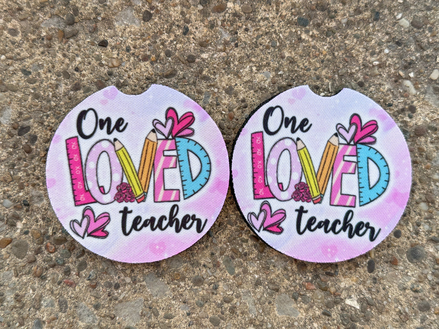 One Loved Teacher Car Coasters