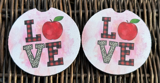Love Apple Car Coasters