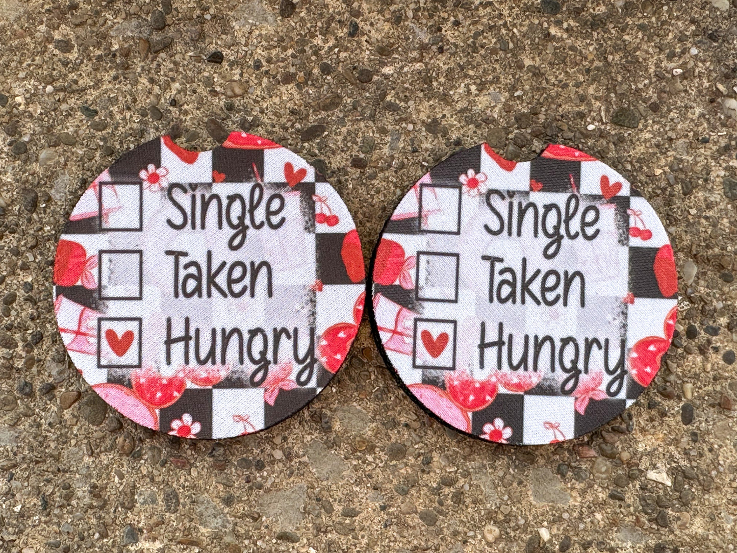 Single Taken Hungry Car Coasters