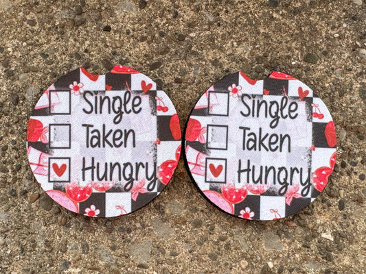 Single Taken Hungry Car Coasters