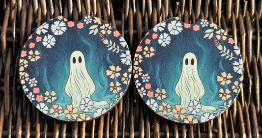 Floral Ghost Car Coasters