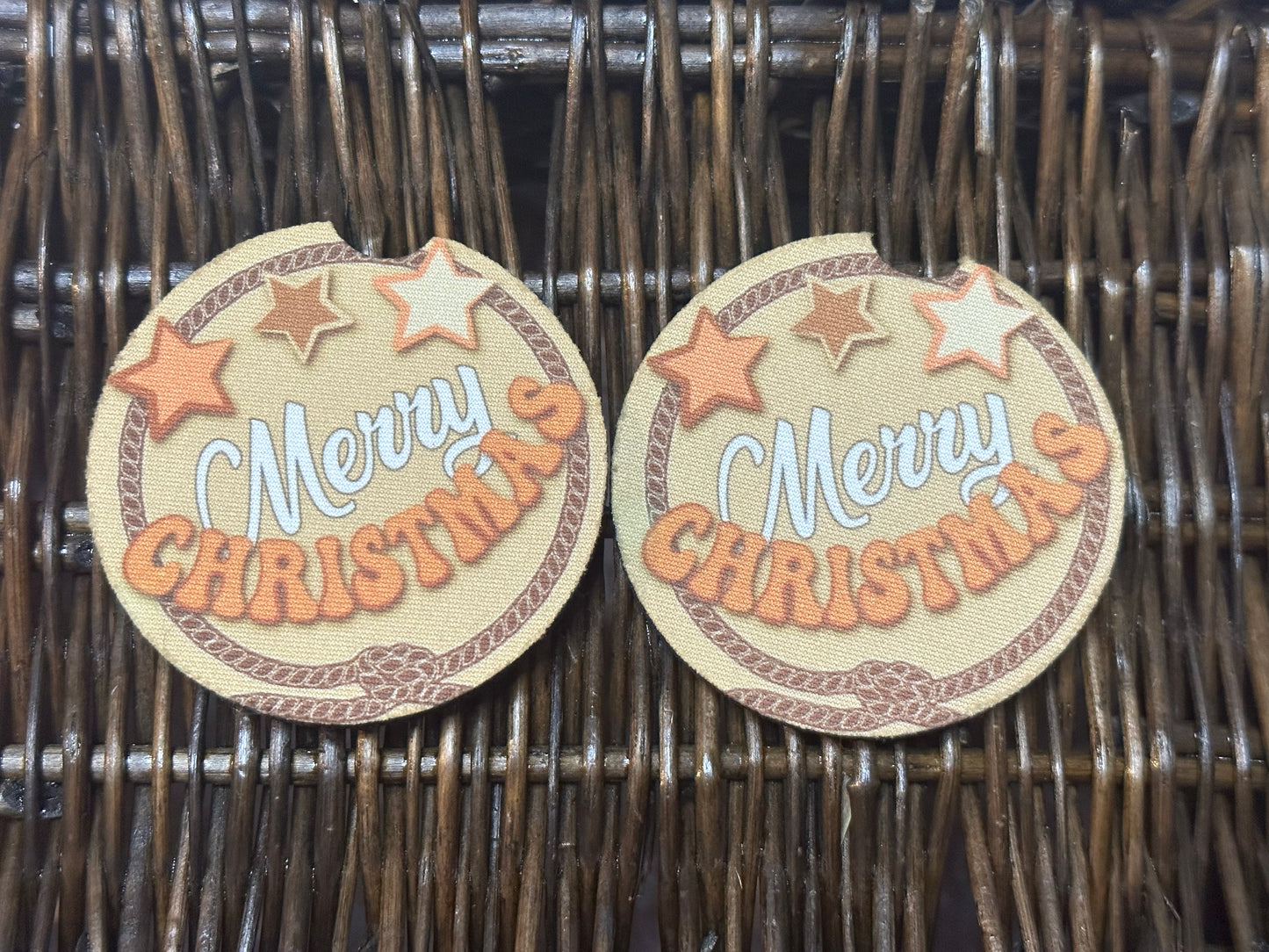 Western Merry Christmas Car Coasters
