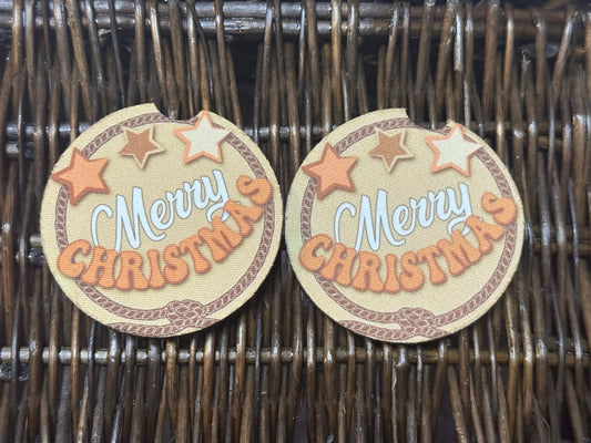Western Merry Christmas Car Coasters