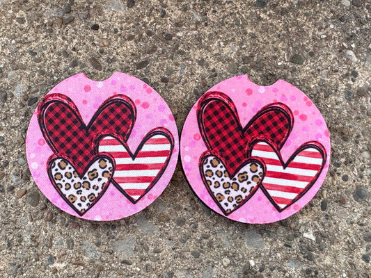 Valentine Hearts Car Coasters