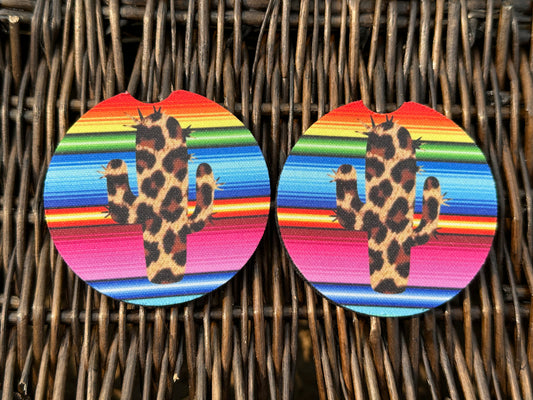 Leopard Cactus Car Coasters
