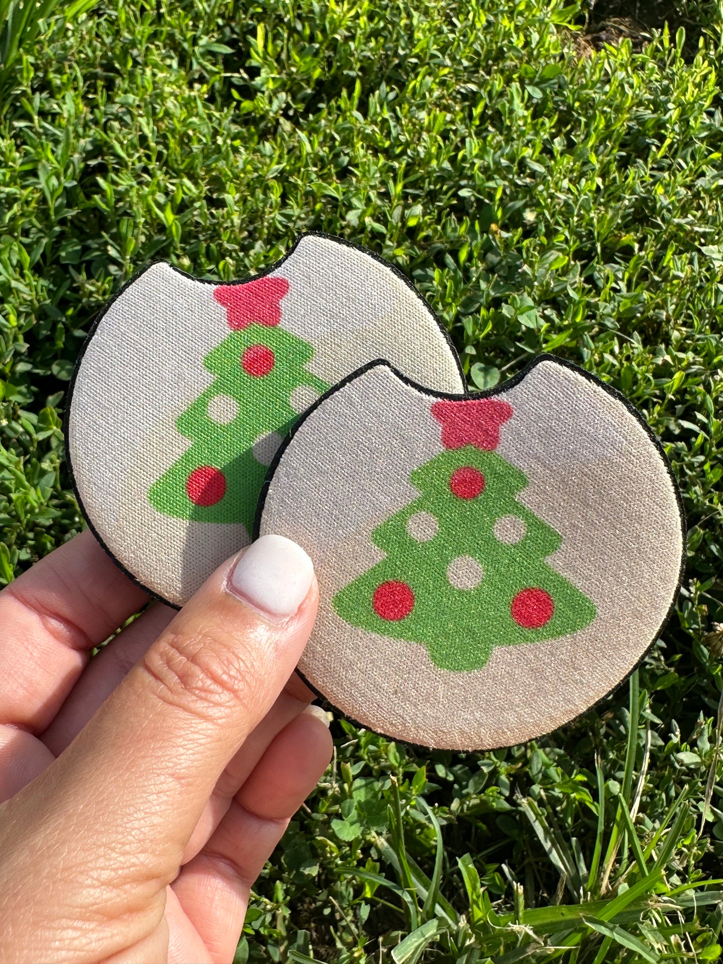 Christmas Tree Sugar Cookie Car Coasters