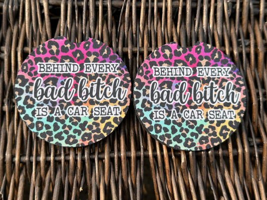 Rainbow Behind Every Bad B Car Coasters