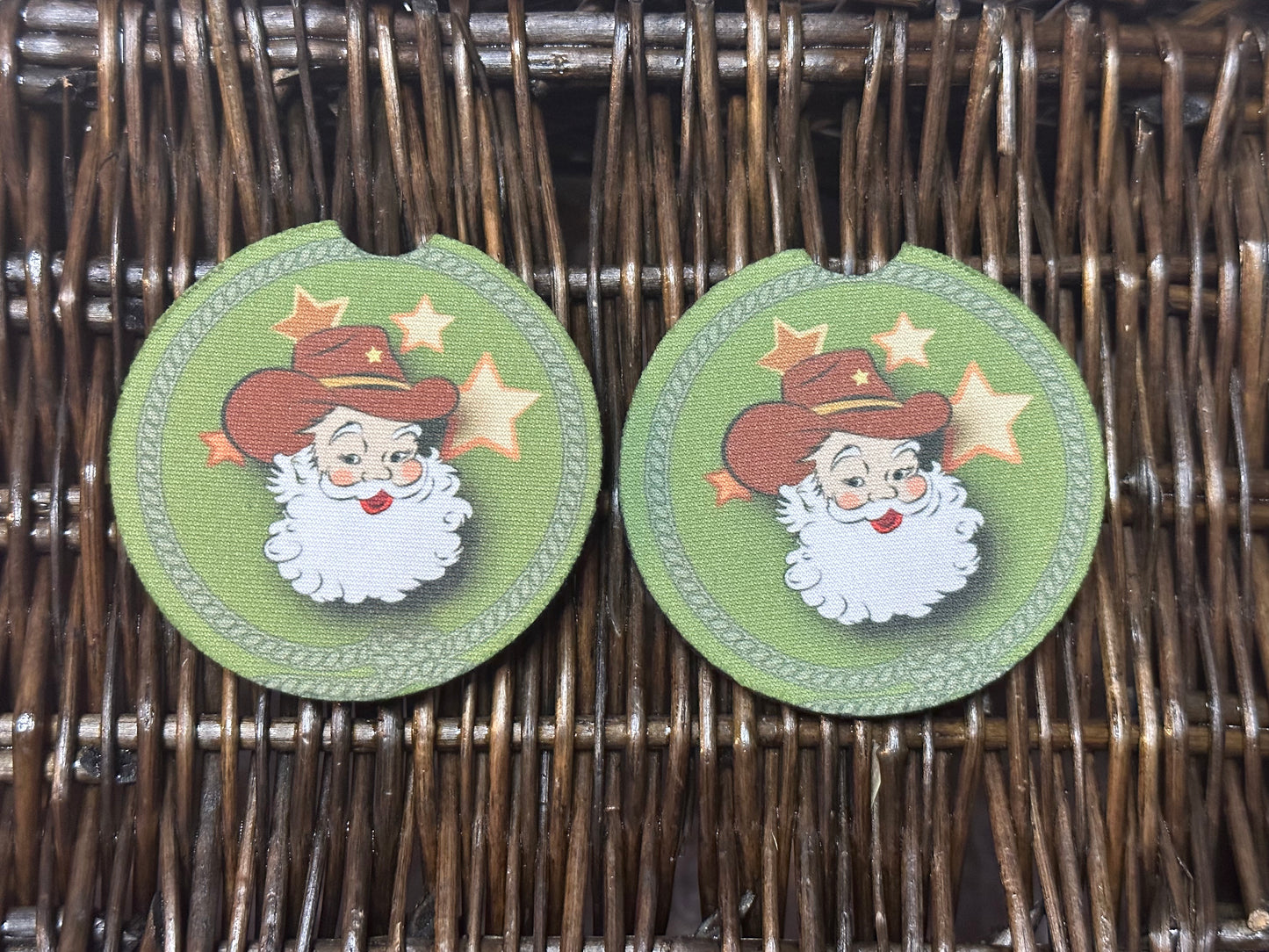 Green Santa Car Coasters
