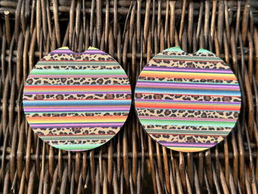 Leopard Serape Car Coasters