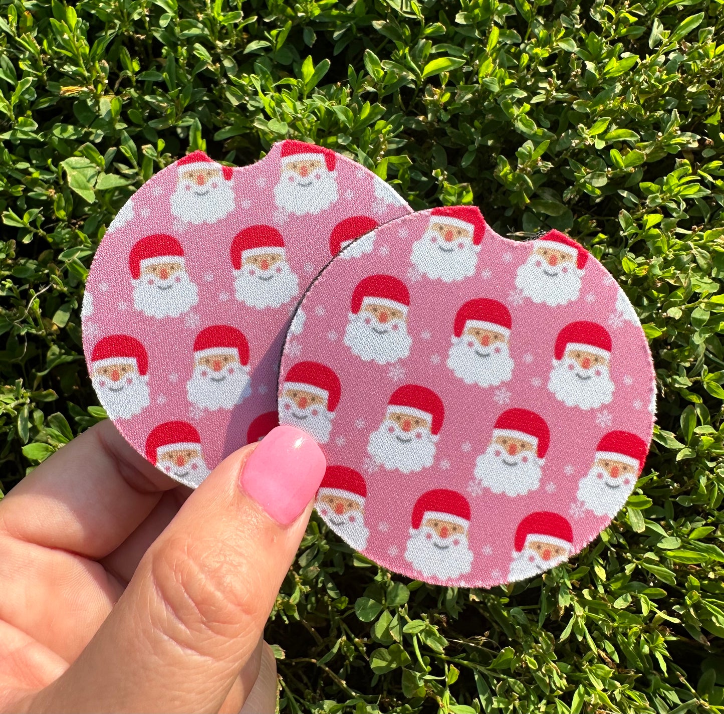 Pink Santa Car Coasters