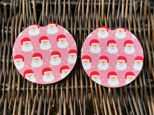 Pink Santa Car Coasters