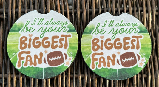Football Biggest Fan Car Coasters