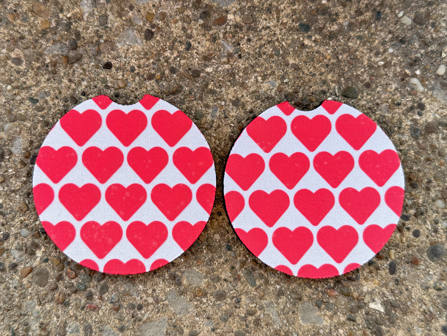 Red Hearts Car Coasters