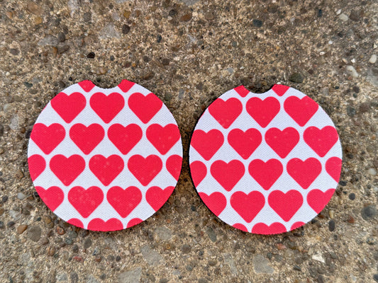 Red Hearts Car Coasters