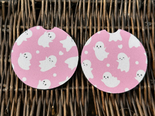 Pink Ghost Car Coasters